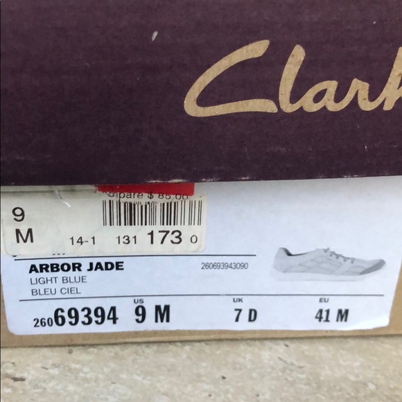 CLARKS Blue & Gray Elastic Laces Lightweight Airy Comfy Walking Shoes Sz 9 EUC - Picture 10 of 11